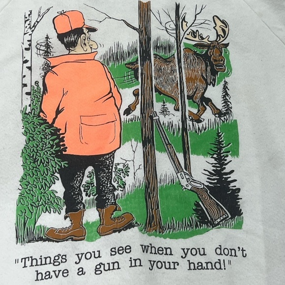 Vintage Funny Deer Hunter Hunting 1980s Screen Stars Humor Crewneck Sweatshirt - Picture 3 of 5